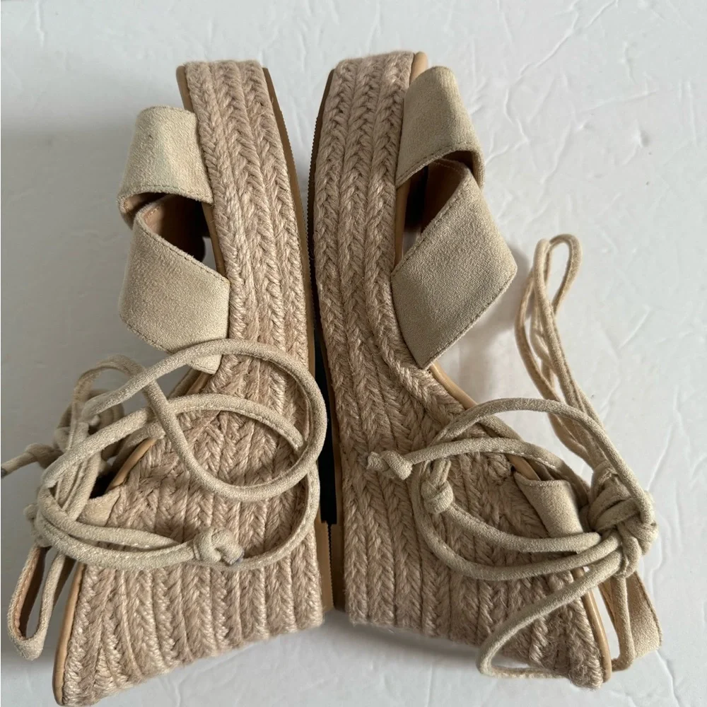 Women's Beige Wedge Heel Sandals Espadrille Size EU 40